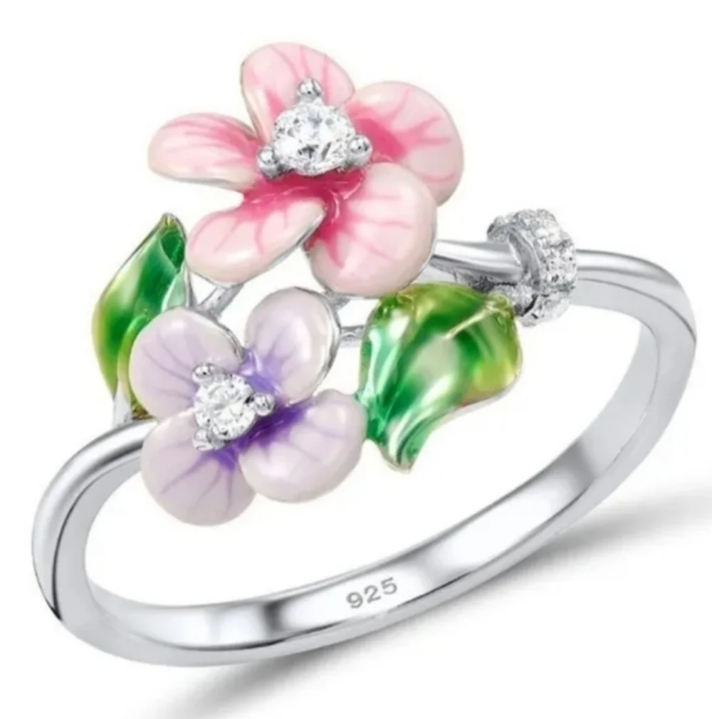 Ladies Elegant S925 Silver Floral Ring